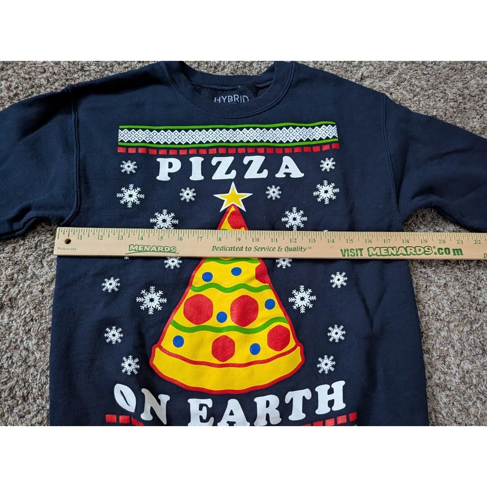 Pizza On Earth Christmas Sweater Sweatshirt Black Small Adult Hybrid - Picture 6 of 8